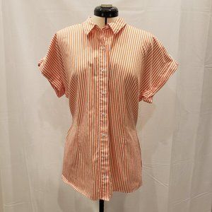 Talbots Cotton Striped Short Sleeve Tie Around Top Size XL
